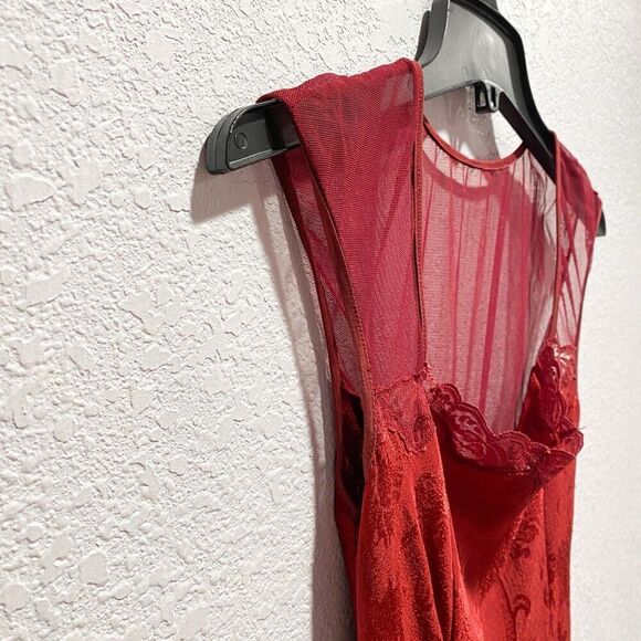 VIntage Victoria's Secret Gold Label Maxi Slip dress Burgundy Nightgown Chemise - Picture 4 of 11